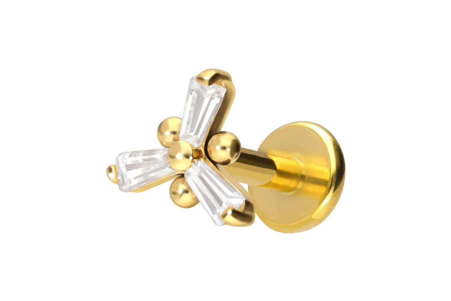 Titan Labret Piercing mit Push Fit KRISTALLBLUME